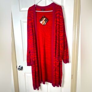Iman Red Cardigan  Long Sweater Sweater